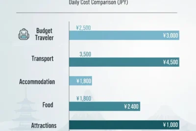 How much does it cost to travel to Japan - daily budget comparison between budget traveler and mid-range spending