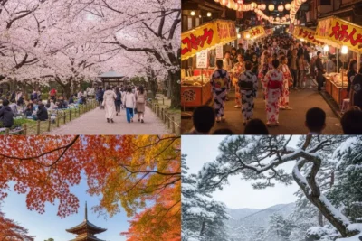 Japan seasons comparison: spring cherry blossoms, summer festivals, autumn foliage, and winter snow - when to visit Japan guide